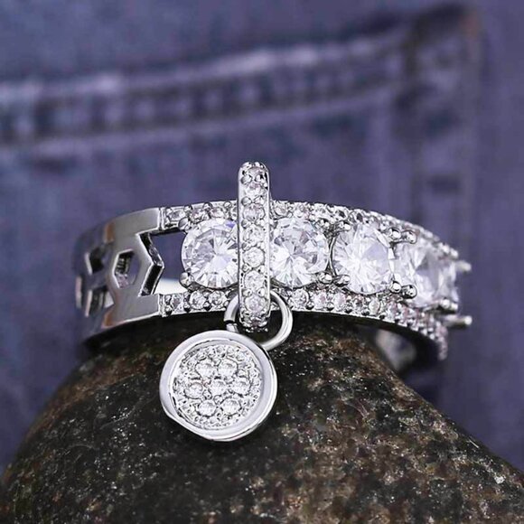 😍ALL OFFER's ACCEPTED💯 SEND OFFER NOW‼️ Jewelry - 🔥New 14K White Gold Plated 💎White Moissanite Look CZ Elegant Ring, GPMB1408